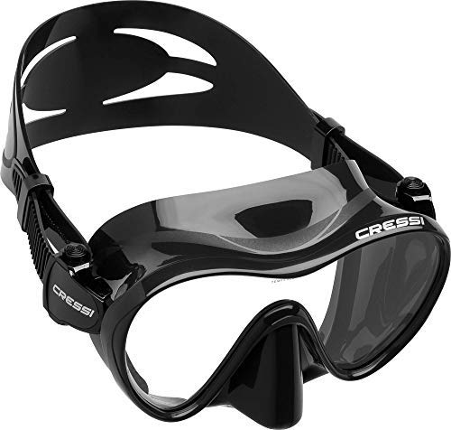 Cressi F1 Mask Máscara Monocristal Tecnología Frameless, Unisex, Negro, L + Premium Anti Fog - Antivaho Spray para Máscara de Buceo/Gafas de Natación, 60 ml