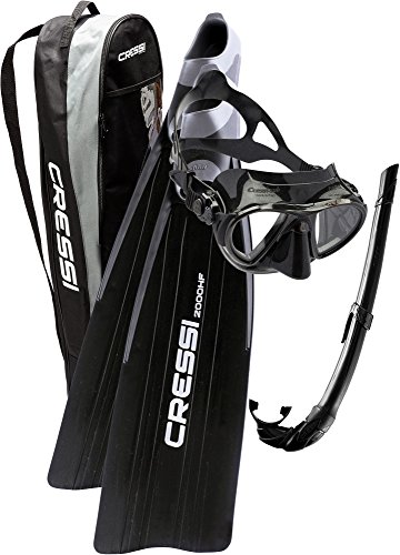 Cressi Gara 2000 HF + Nano + Corsica Snorkel Set, Unisex Adulto, Negro, 46/47