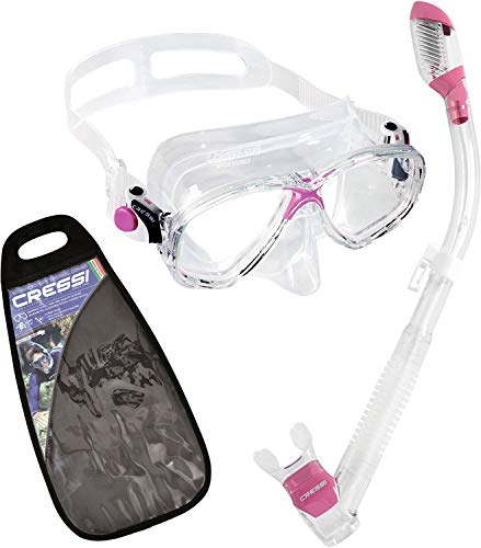 Cressi Marea Dry Gafas y Tubo de Snorkel Unisex Adulto, Rosa, Talla Única