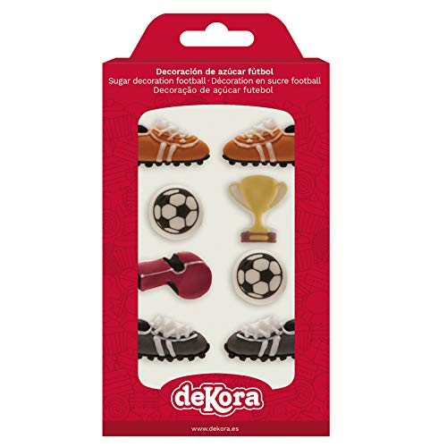 dekora Cupcakes o Tartas con Decoración de Azucar para Postres de Futbol-Pack de 8 Figuras Comestibles, Multicolor, Talla Única, 8