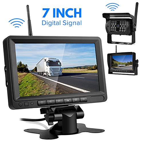 Digital Cámara Trasera Inalámbrica-Directtyteam 7” TFT LCD Monitor 18 IR LED Digital Cámaras de Marcha atrás Visión Nocturna par Coche/Camión/Autobús/Caravana/RV (7inch)