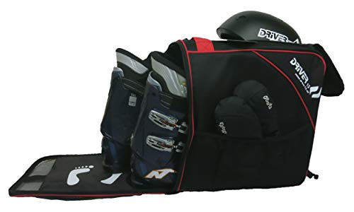 Driver13 ® Bolsa para Botas de esquí Bolsa para Botas de esquí con Compartimento para Casco para Botas Blandas duras inliner y Bolsa para Botas Negro-Rojo