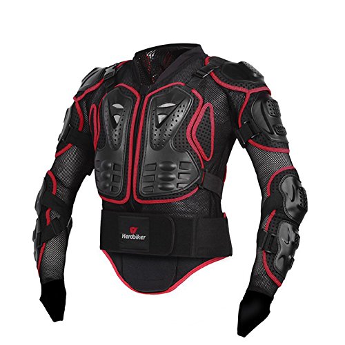 Fastar Chaqueta de Moto,Chaqueta Protectora - Profesional de Motocicleta Protección del Cuerpo Motocross Racing Armadura de Cuerpo Entero Spine Chest (Rojo, M)…