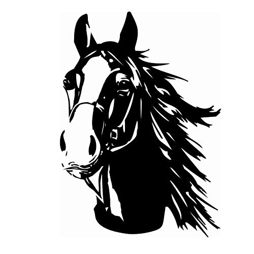 Finest Folia Adhesivo decorativo de cabeza de caballo, para coche, remolque, camión, caballo, coche, decoración, diseño de animales, KX047 (negro brillante, 70 x 50 cm)