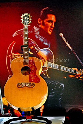 Fotografía a 12 "x18" fotográfico impresión DE Elvis Presley Graceland exposición con Elvis en el O2, Londres, Inglaterra foto vertical color Fine Art imagen impresión. Fotografía por Andy Evans fotos