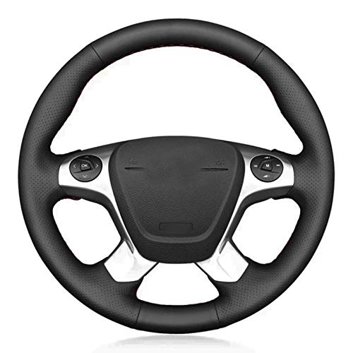 Funda para volante de coche, cuero artificial negro suave, para Ford Transit Connect Tourneo Custom Grand Tourneo Connect 2014~2020