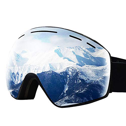Gafas De Esquí con Botón Pulsador, Gafas Esféricas De Esquí De Alta Gama De Doble Capa Antiniebla para Deportes Al Aire Libre
