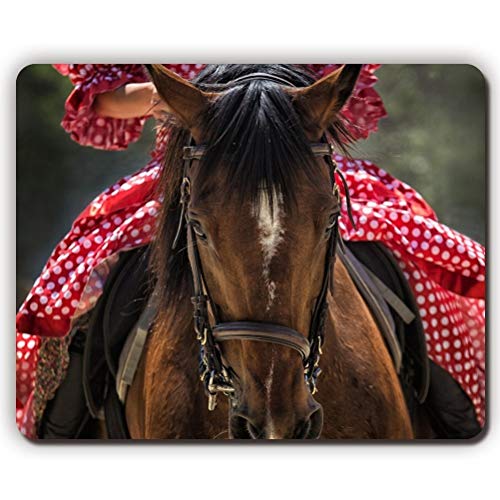 Gaming Mouse Pad mousemat Mouse Pad, Mujer en Vestido Rojo montado en un Caballo, Gaming Office Mousepad P1107