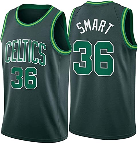 GIHI Camiseta De La NBA para Hombre, Nueva Temporada De 2021 Boston Celtics NBA 36# Marcus Smart, Ropa De Entrenamiento De Baloncesto De Malla Bordada Retro,A,XXL(185~190CM/95~110KG)