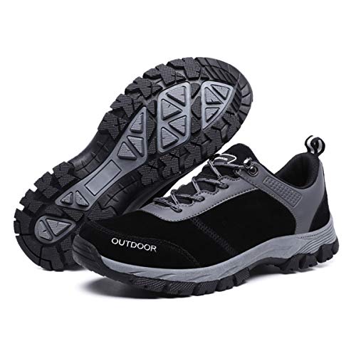 gracosy Hombres Zapatos de Senderismo Al Aire Libre Zapatos Bajos Antideslizante Botas de Nieve Zapatillas de Deporte Montañismo Running Entrenamiento Ultraligero Sneakers 2019,Gris Negro