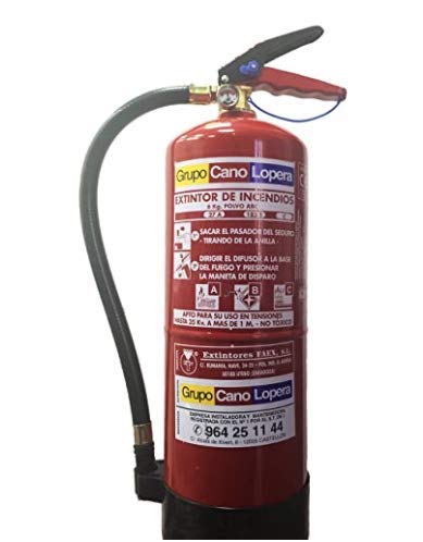 Grupo Cano Lopera | Extintor Universal Polvo Seco ABC con Capacidad de 6 Kg | Homologado | Eficacia 27A -183B | Útil para Casa - Caravana - Oficina - Restaurante | Incluye Señal + Soporte Grupo Cano Lopera | Extintor Universal Polvo Seco ABC con Capacidad de 6 Kg | Homologado | Eficacia 27A -183B | Útil para Casa - Caravana - Oficina - Restaurante | Incluye Señal + Soporte