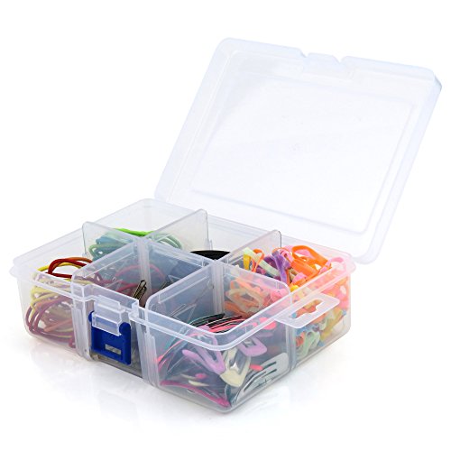 Hangerworld Caja Organizadora de Plástico Transparente con Seis Compartimentos Ajustables y Tapa
