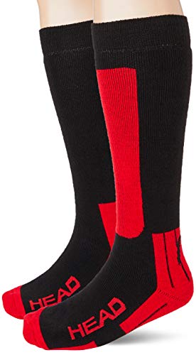 Head Kneehigh Ski Socks (2 Pack) Calcetines de esquí, negro/rojo, 39/42 (Pack de 2) Unisex adulto