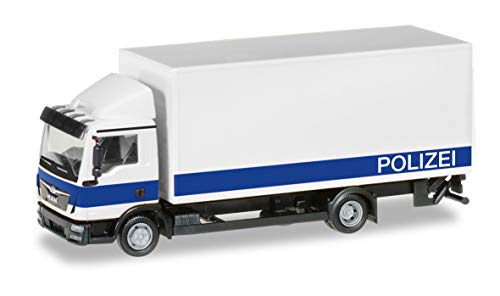 Herpa-Camión Caja Man TGL con Elevador Trasero Policía de Brandenburgo/Logística, Multicolor (Keine)