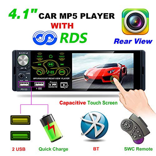 Honboom Autoradio Bluetooth con Pantalla táctil 1080P de 4.1 Pulgadas, Radio de Coche FM/Am/RDS Reproductor MP5/MP3 Compatible USB/TF/AUX Reproducción, Control del Volante y Control Remoto Honboom Autoradio Bluetooth con Pantalla táctil 1080P de 4.1 Pulgadas, Radio de Coche FM/Am/RDS Reproductor MP5/MP3 Compatible USB/TF/AUX Reproducción, Control del Volante y Control Remoto