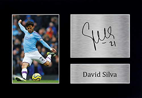 HWC Trading David Silva A4 Sin Marco Regalo De Visualización De Fotos De Impresión De Imagen Impresa Autógrafo Firmado por Manchester City Los Aficionados Al Fútbol