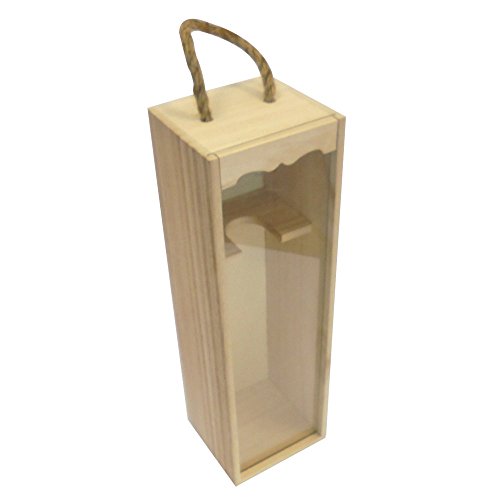 IMBALLAGGI ALIMENTARI 1 caja para botellas de madera (1 botella) caja con ventana transparente para almacenar botellas.