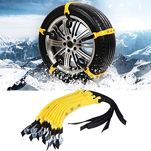 Juego de 10 cadenas de nieve para neumáticos de coche de 185 a 225 mm