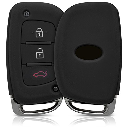 kwmobile Funda de Silicona Compatible con Hyundai Kia Llave de Coche Keyless Go de 3 Botones - Carcasa Suave de Silicona - Case Mando de Auto Negro