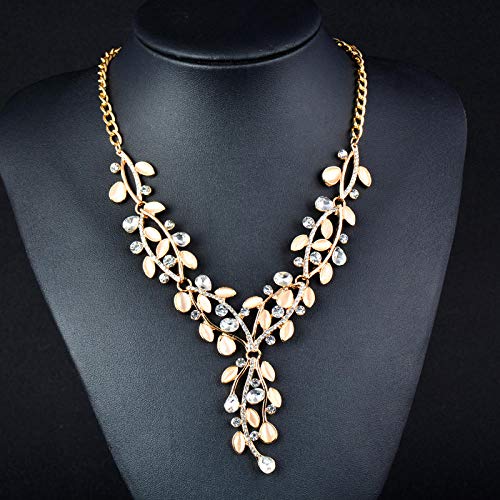 LYWZX Collares para Mujer,Opal Tree Branch Colgante Collar Cadena De Color Dorado Mujeres Fiesta Custome Jewelr-C LYWZX Collares para Mujer,Opal Tree Branch Colgante Collar Cadena De Color Dorado Mujeres Fiesta Custome Jewelr-C