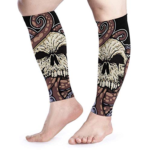Men Women Skull Head Octopus Calf Compression Sleeve Colored Leg Support Calf Guards Sleeves Calf Pain Relief for Running