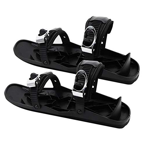 Mini botas de esquí patines para raquetas de nieve, nylon portátil negro talla única hebilla de metal cubre botas de esquí protectores de botas de esquí para deportes de invierno al aire libre,Negro