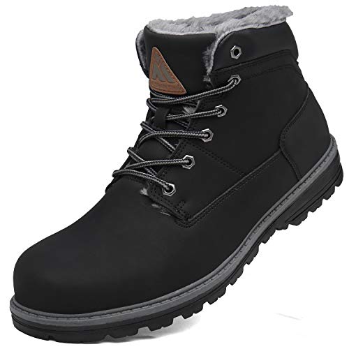 Mishansha Nieve Zapatos de Invierno Hombre Cálido Fur Forradas Botas Impermeable Adulto Cómodo Boots Casual Clasicas Esquiar Caminando Trabajo Fuera de Casa, Negro 43