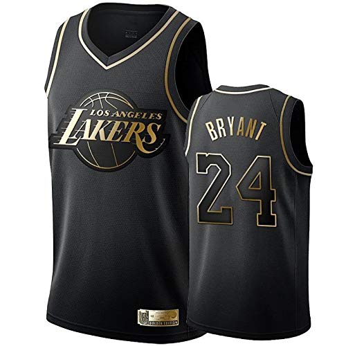 MJAD Camiseta de Baloncesto Jersey Lakers 24# Kobe Black Gold Jersey Camiseta de Jersey Unisex L Black