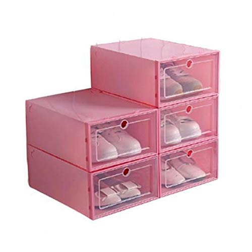 MMI-LX PYCONG - Soporte para caja de zapatos de plástico transparente (color rosa claro para mujer)