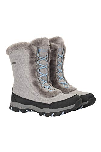 Mountain Warehouse Botas de Nieve para Mujer de Ohio: Zapatos de Invierno a Prueba de Agua, Parte Superior de Tela, Forro y Suela de Goma Isotherm Transpirable y Duradero Gris Claro 39