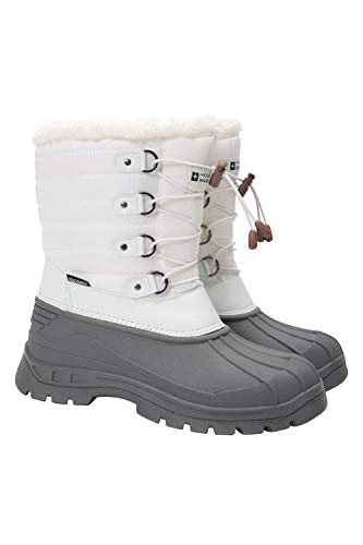 Mountain Warehouse Botas de Nieve para Mujer Whistler - Impermeable, Parte Superior de Textil con Refuerzos Reforzados en el talón - Ideal para el Invierno Blanco Talla Zapatos Mujer 38 EU