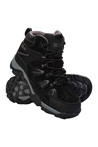 Mountain Warehouse Trail Kids Botas Impermeables - Zapatos Infantiles con Malla sintética en la Parte Superior, Plantilla EVA, Alta tracción - para Senderismo y Caminar Negro 37