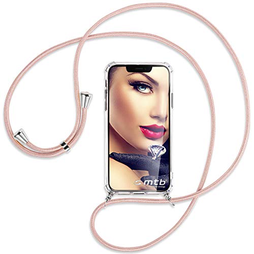 mtb more energy® Collar Smartphone para Nokia 8.1 (6.18'') - Oro Rosa - Funda Protectora ponible - Carcasa Anti Shock con Correa para Hombro