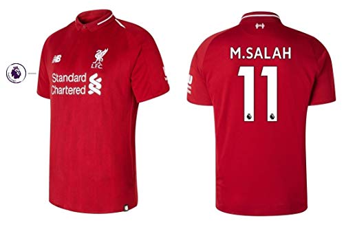 New Balance . Camiseta para hombre FC Liverpool 2018-2019, primera equipación, PL - M. Salah 11, ADFHF/002, medium