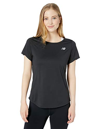 New Balance Camiseta para Mujer Accelerate SS, Mujer, Camiseta, WT91136, Negro, M