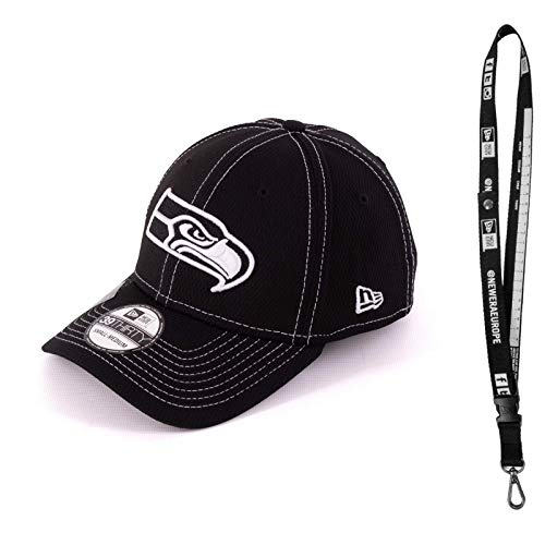 New Era 3930 Caps – Caps con Flex en diferentes tamaños – Gorra de la NFL para el verdadero fan del fútbol – Incluye llavero Seattle Seahawks - Botas de esquí, color negro S/M
