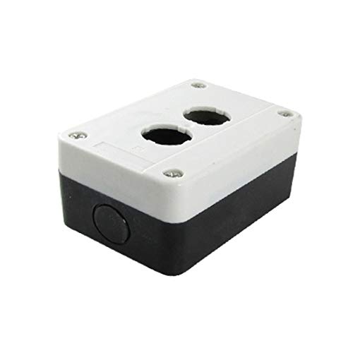 New Lon0167 Caja de Destacados control de interruptor eficacia confiable de botón pulsador de 2 agujeros de plástico negro blanco(id:4af ce be 53c)