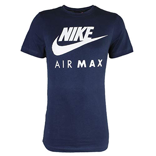 Nike Air Max - Camiseta de manga corta y cuello redondo, para hombre S-2&XL azul azul marino Talla L