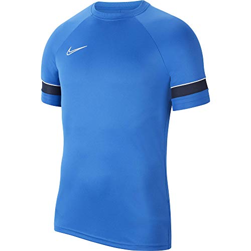 NIKE Camiseta de Entrenamiento Academy 21 para Hombre, Hombre, Camiseta, CW6101-463, Azul/Blanco/Negro, Large