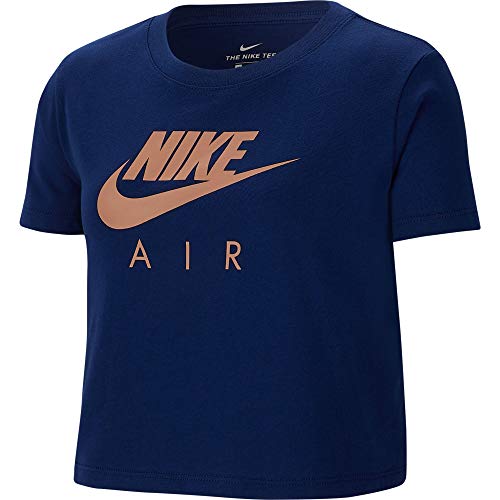 NIKE Camiseta Infantil Unisex Air Crop, Unisex niños, Camiseta para niños, BQ8483, Azul y Oro Rosa, Large