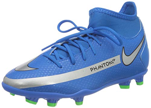 Nike JR Phantom GT Club DF FG/MG, Zapatillas de ftbol, Photo Blue Mtlc Silver Rage Green Black, 36.5 EU