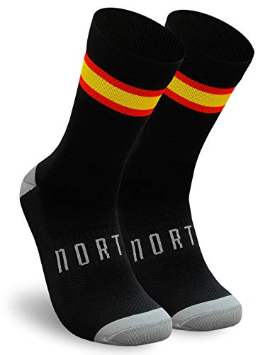 NORTEI - Calcetines Bandera España para Ciclismo, MTB y Running de Meryl para Hombre y Mujer – Spain – (M(40-42), Negro) NORTEI - Calcetines Bandera España para Ciclismo, MTB y Running de Meryl para Hombre y Mujer – Spain – (M(40-42), Negro)