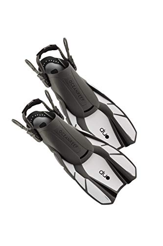 OCEAN REEF - Aletas Duo - Aletas Profesionales para Snorkeling y Natación - Máximo Confort y Fuerza Bajo el Agua - Color Blanco - Talla L/XL OCEAN REEF - Aletas Duo - Aletas Profesionales para Snorkeling y Natación - Máximo Confort y Fuerza Bajo el Agua - Color Blanco - Talla L/XL