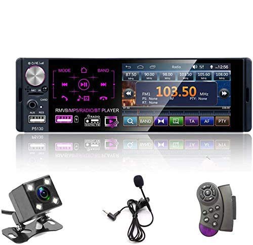 Oiliehu Radio de Coche Bluetooth de 1 DIN, Reproductor MP5 de Coche de 12V 4,1"con Llamadas Manos Libres, FM/USV/Aux-In/Tarjeta SD + Control Remoto y CáMara de Respaldo Oiliehu Radio de Coche Bluetooth de 1 DIN, Reproductor MP5 de Coche de 12V 4,1"con Llamadas Manos Libres, FM/USV/Aux-In/Tarjeta SD + Control Remoto y CáMara de Respaldo