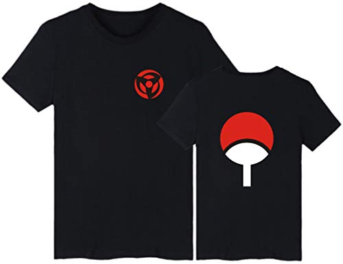 OLIPHEE Camisetas Verano Impreso Firmar de Uchiha colección de Naruto para Hombre qphei-L