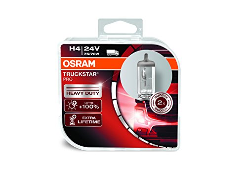 OSRAM TRUCKSTAR PRO H4, lámpara para faros halógena, 64196TSP-HCB, vehículo industrial de 24 V, caja doble (2 unidades)