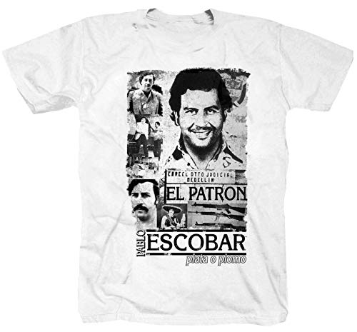 Pablo Escobar EL Padron Colombia EL Chapo Mafia Scarface der Pate - Camiseta, color blanco Blanco XL
