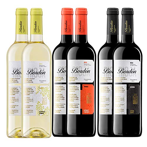 Pack Bordón Vinos D.O.C Rioja (6 Botellas) - 2 Bordón Blanco + 2 Bordón Crianza + 2 Bordón Reserva