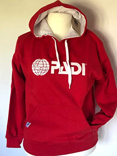 Padi - Sudadera con capucha para buceo y profesores de buceo y divemaster para hombre, color rojo, talla XS