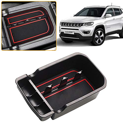 Para J eep Compass 2017-2019 Caja de almacenamiento del apoyabrazos Con tapete antideslizante Car Central Consola interior para reposabrazos Para J eep Compass 2017-2019 Caja de almacenamiento del apoyabrazos Con tapete antideslizante Car Central Consola interior para reposabrazos